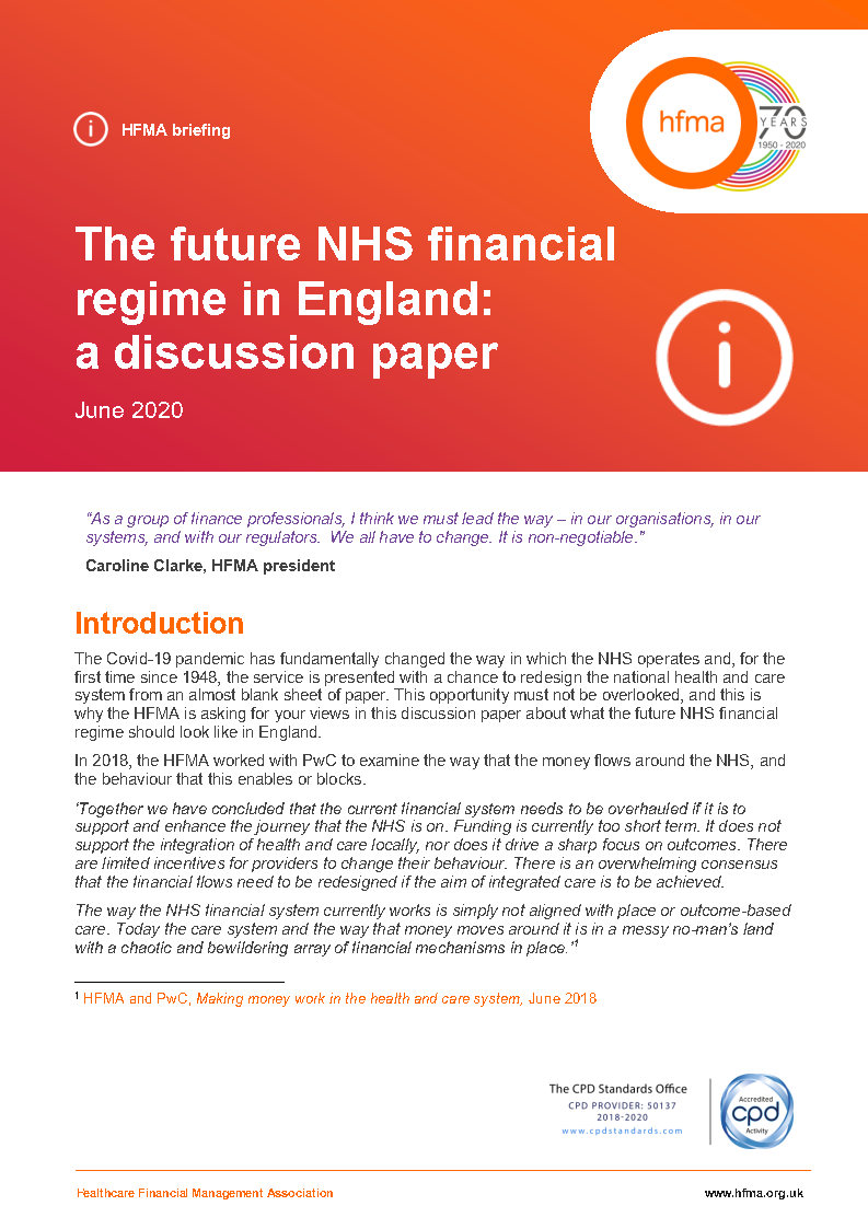 The future NHS financial regime in England: a discussion paper
